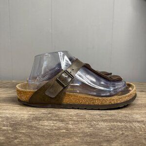 Birkenstock Gizeh Thong Strap Sandals Brown/Gold Leather Size 39 W8